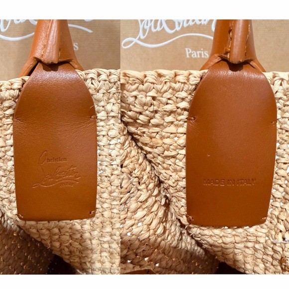 Bundle Of 2✨Christian Louboutin By My Side Raffia Tote Bag & Matching Bag Charm - Picture 11 of 16